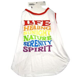 Spiritual Pride Dog Tank Top X-Large Red and White Rainbow Text